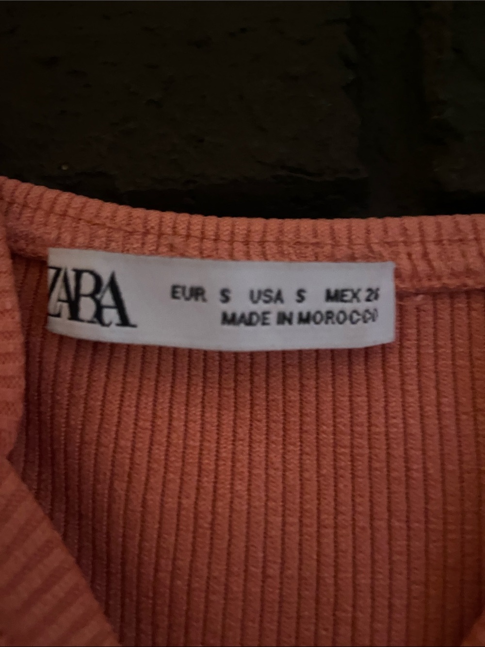 Zara Coral Ribbed Ruffle-Strap Crop Top - Picture 4 of 4
